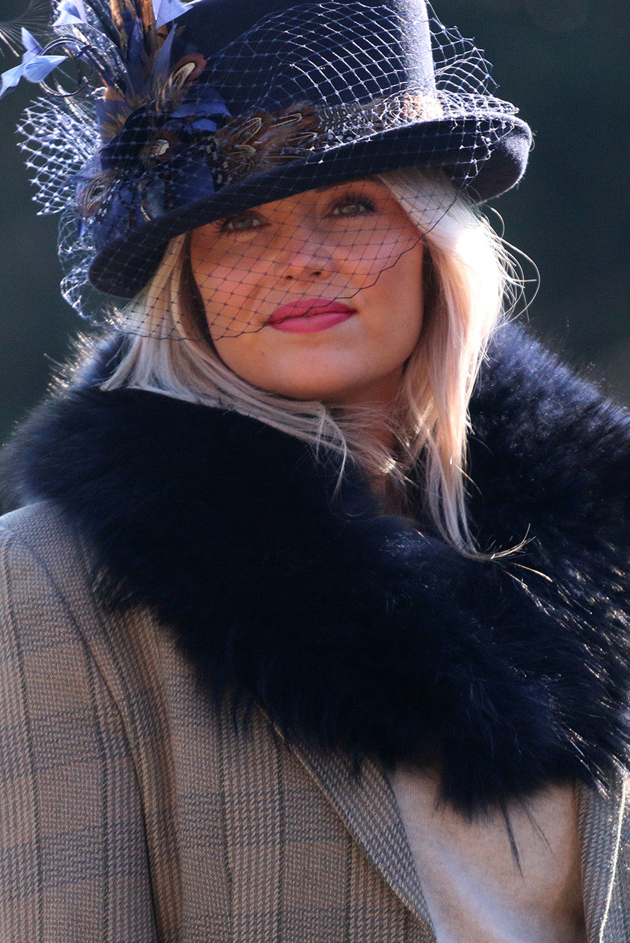 Top Hat style wool hat in Navy