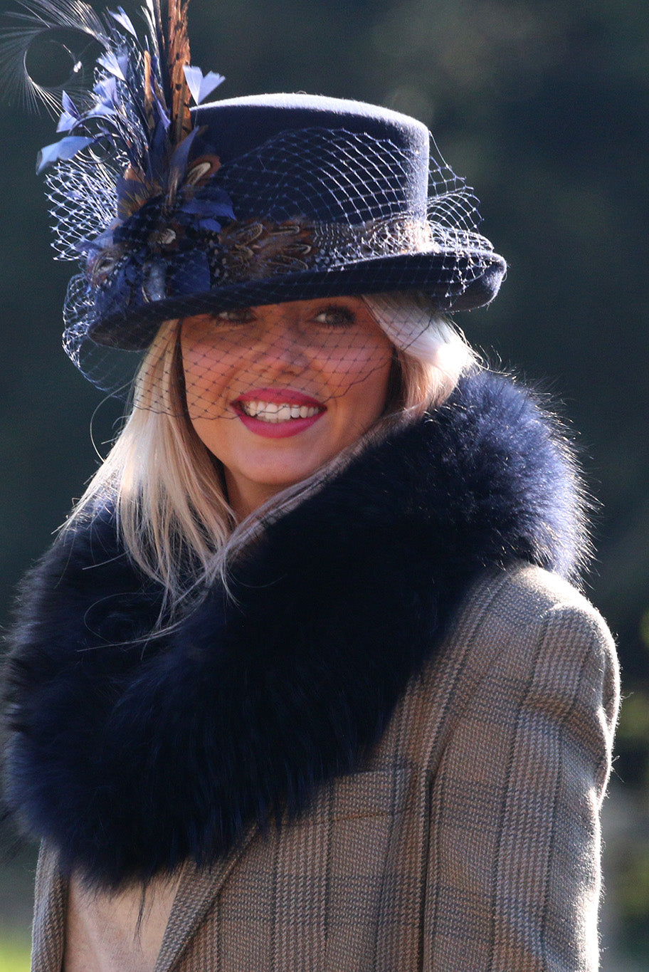 Top Hat style wool hat in Navy