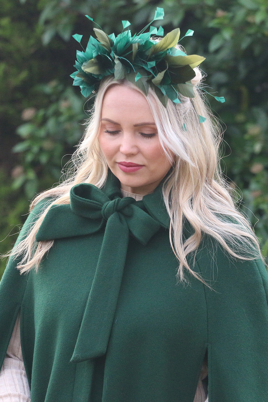 Game feather in Bottle Green fascinator with Diamante detailing