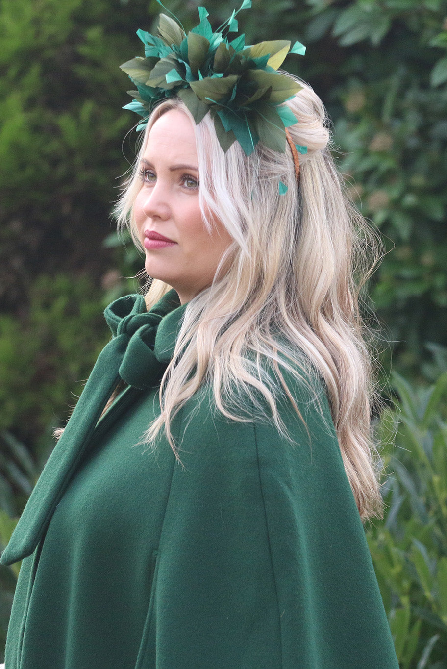 Game feather in Bottle Green fascinator with Diamante detailing