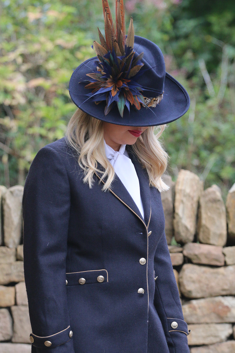 Cashmere Wool Coat in Navy