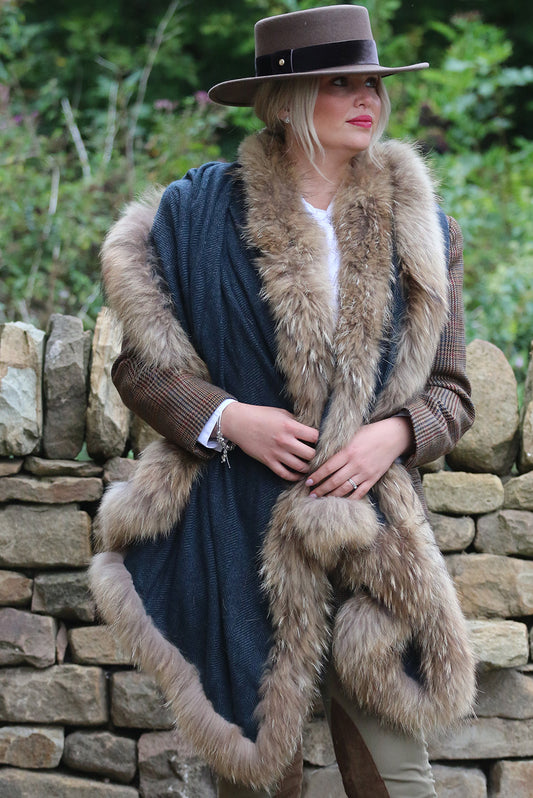 Cashmere and vintage fur wrap