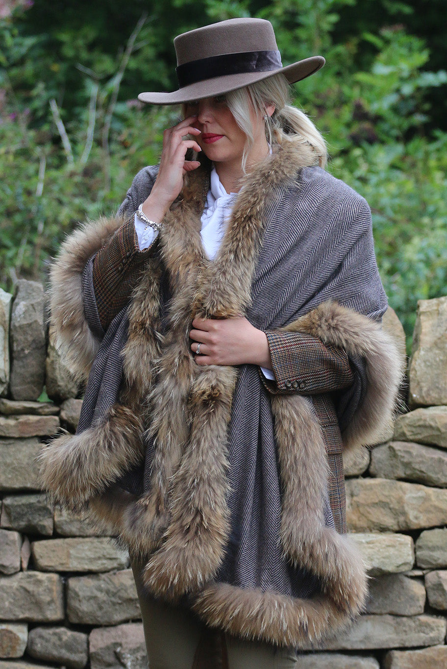 Cashmere and vintage fur wrap