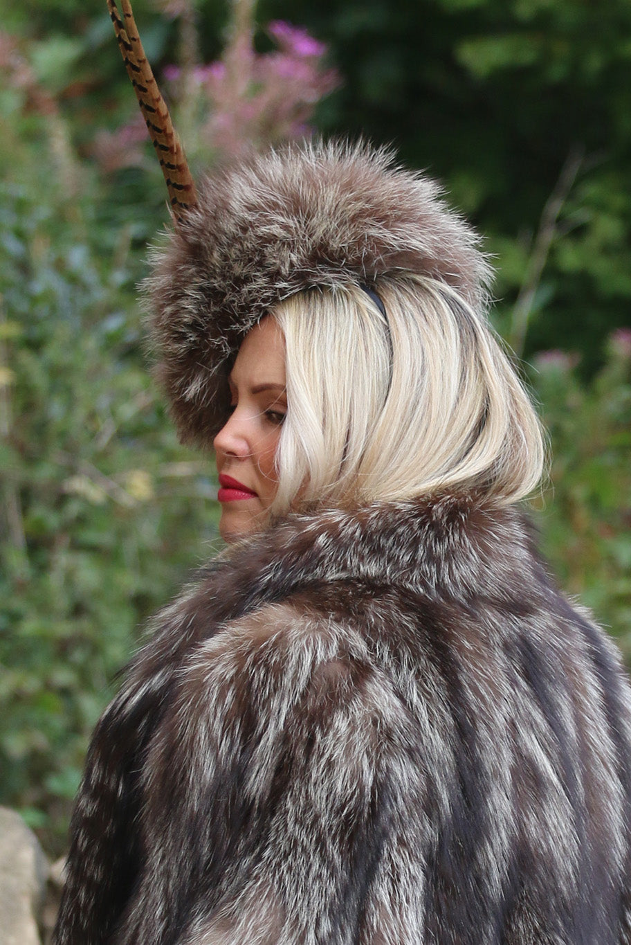 Sliver fox fur fascinator