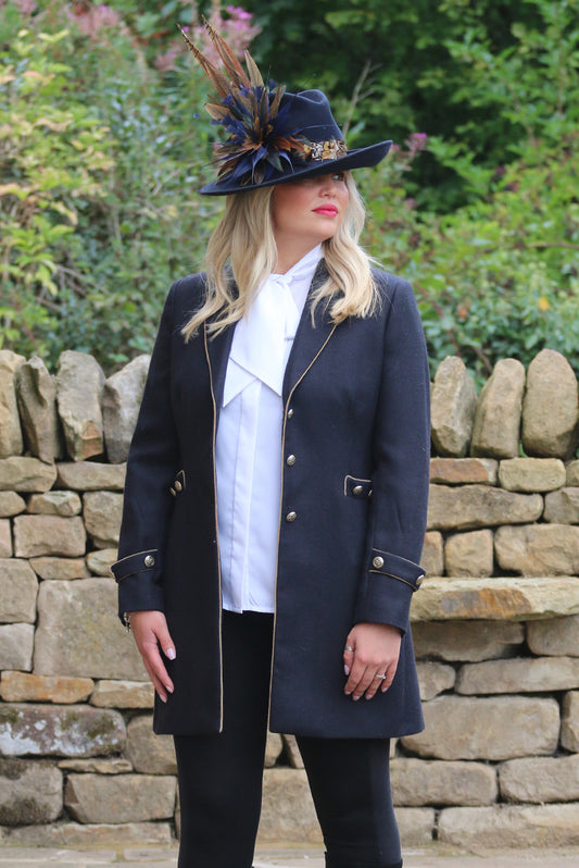 Cashmere Wool Coat in Navy
