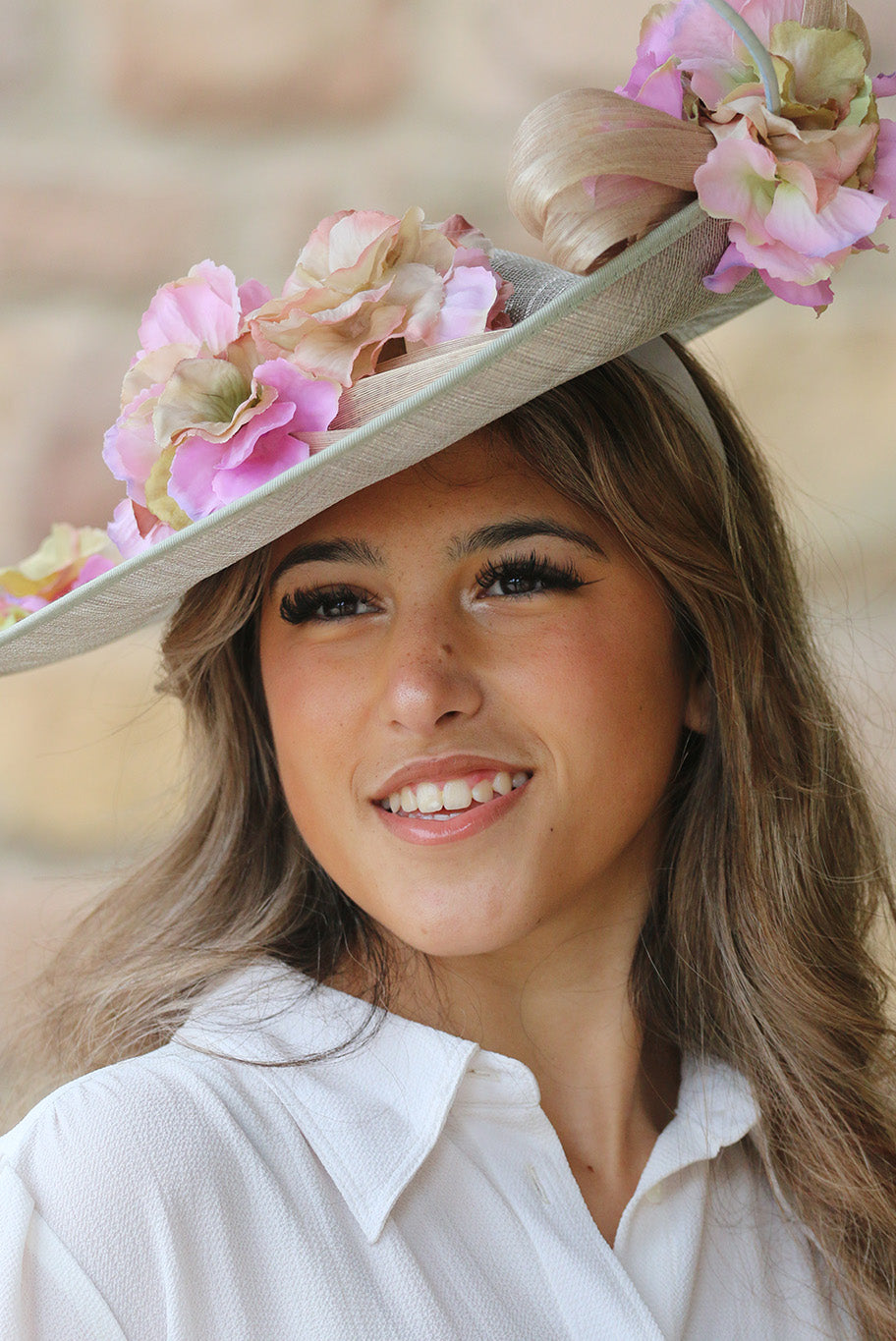 Pale pistachio and pink coloured Headpiece