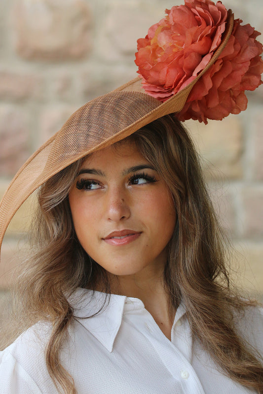 Burnt orange teardrop fascinator