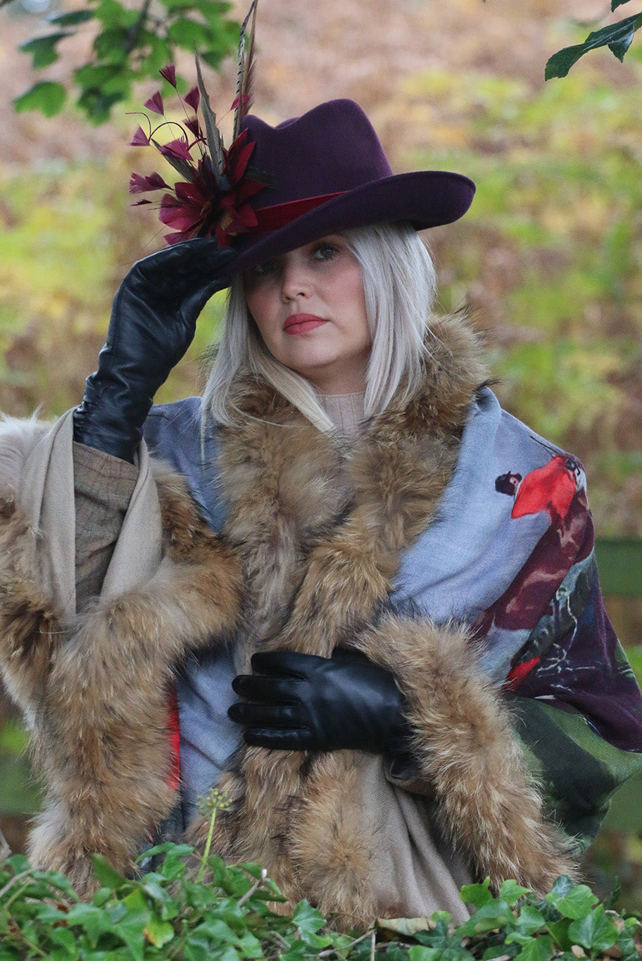 Double sided cashmere and vintage fur wrap