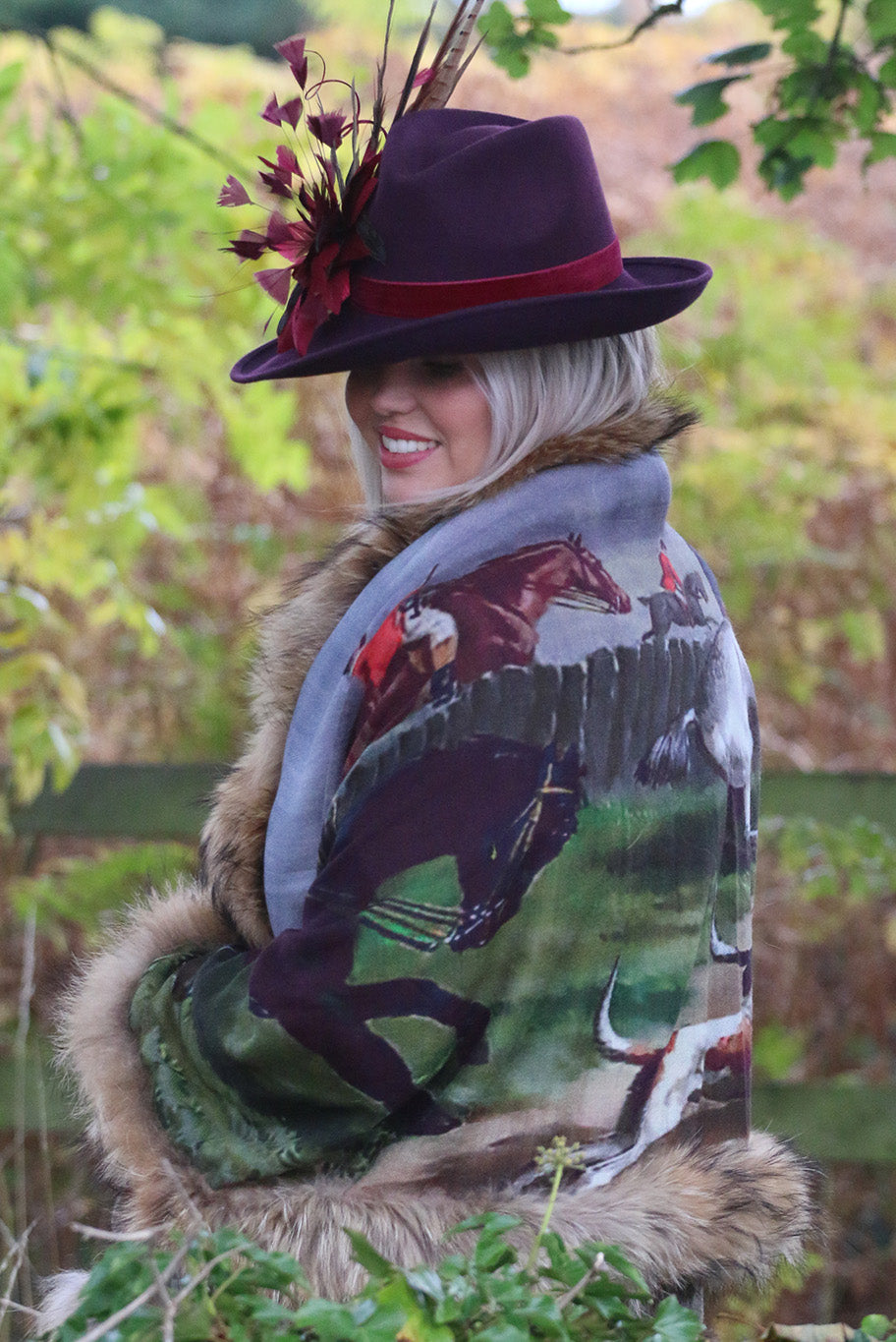 Double sided cashmere and vintage fur wrap