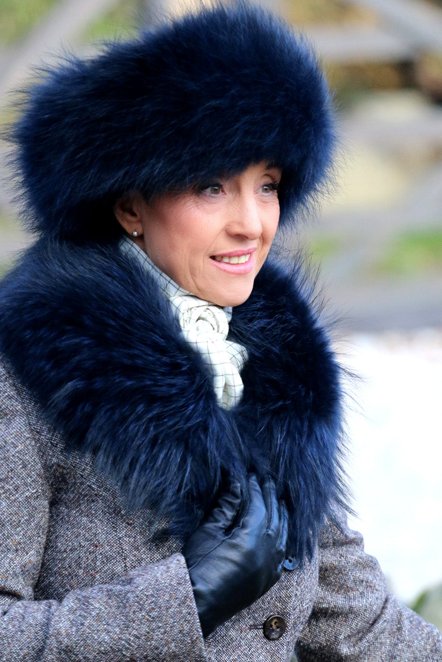 Vintage Navy Fur Headband