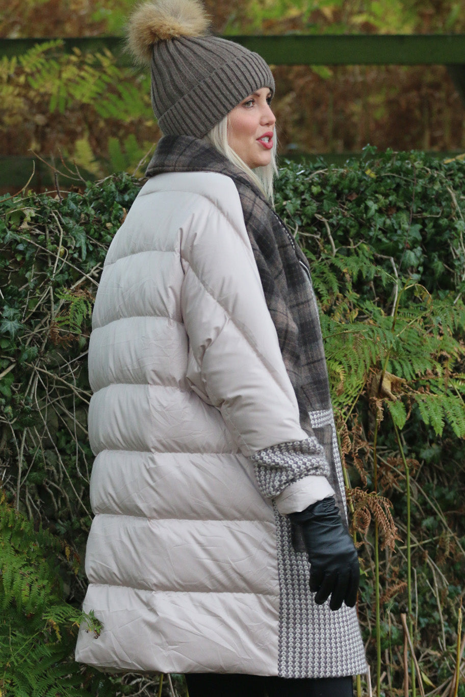 Cashmere Wool/ Tweed and Fox Fur Puffa Coat