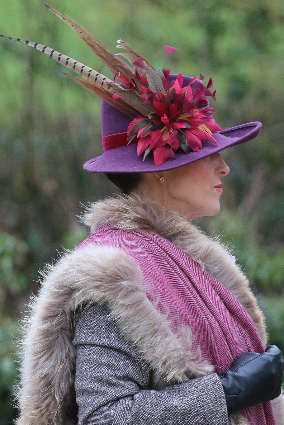 Herringbone and vintage fox fur wrap