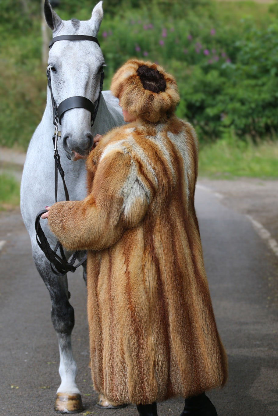 Vintage red fox fur coat