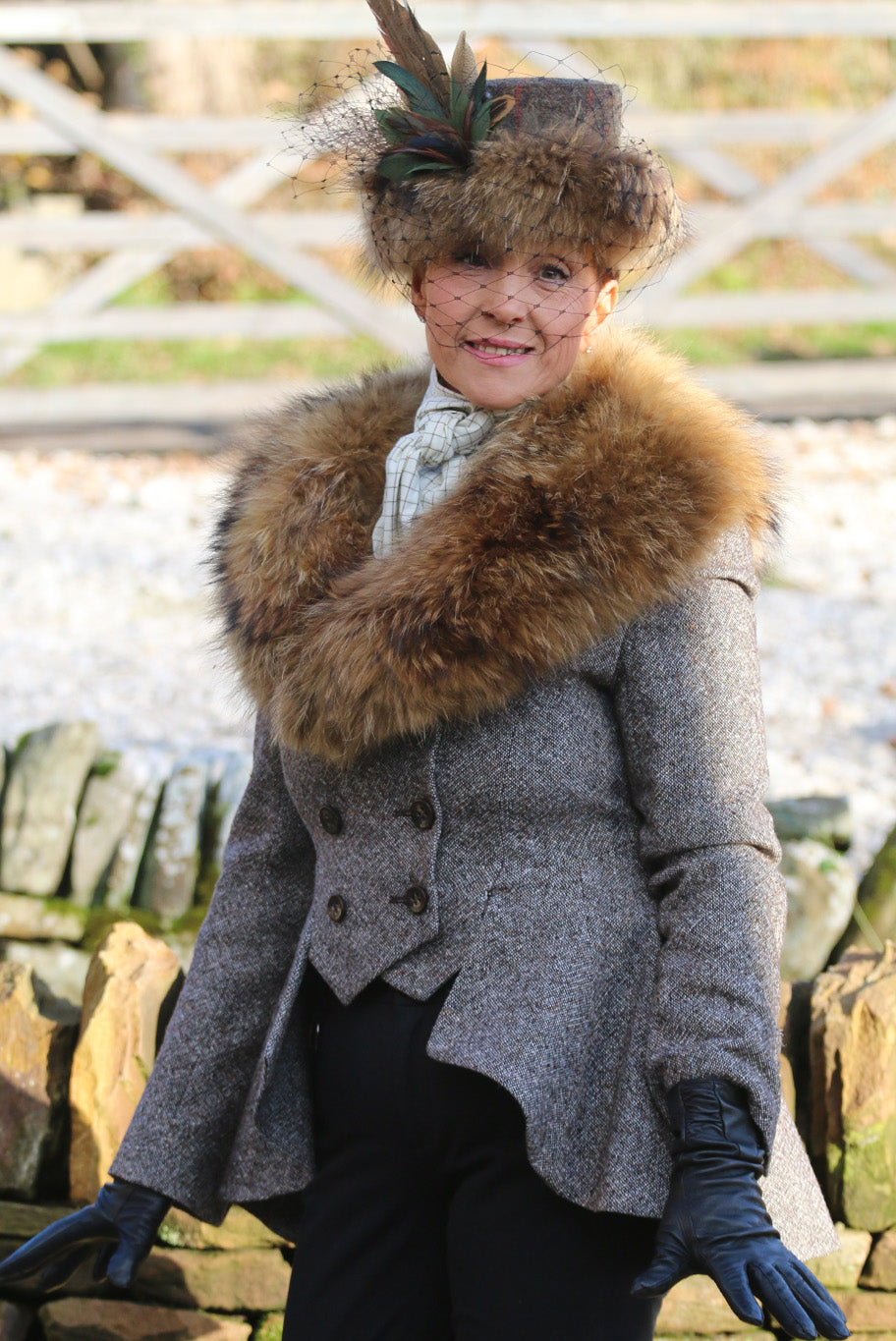 Vintage Fox Fur brimmed tweed hat