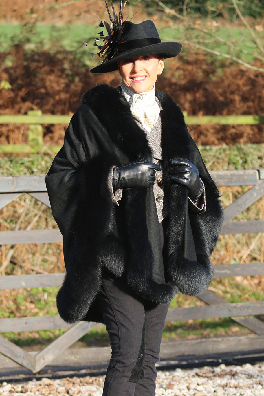 Vintage Cashmere and Fox Fur trimmed Cape