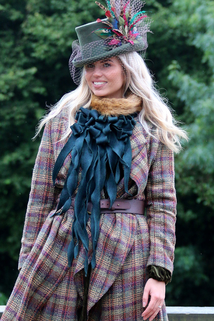 Fox Fur trimmed Tweed Jabot