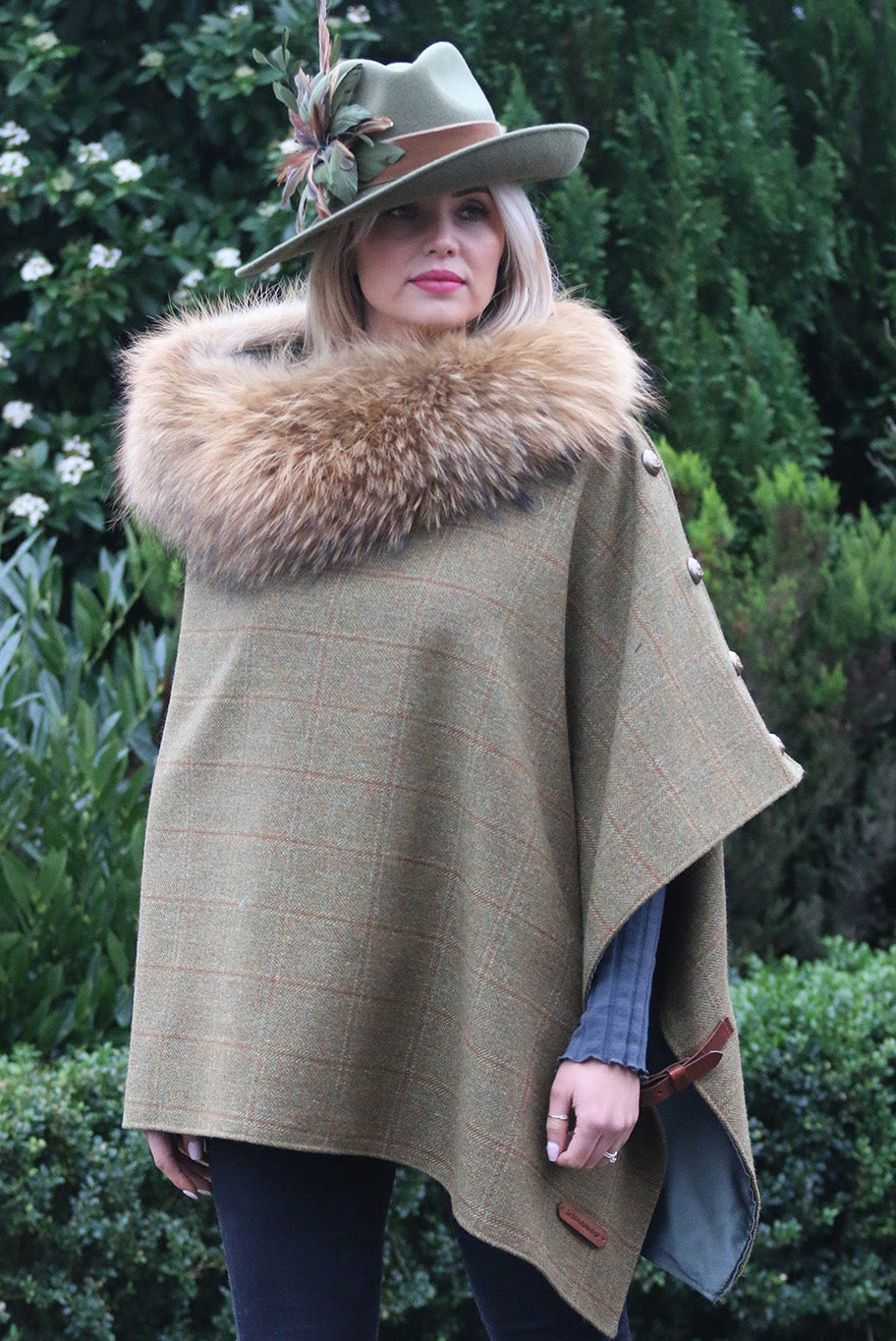 Fedora side sweep hat in sage green