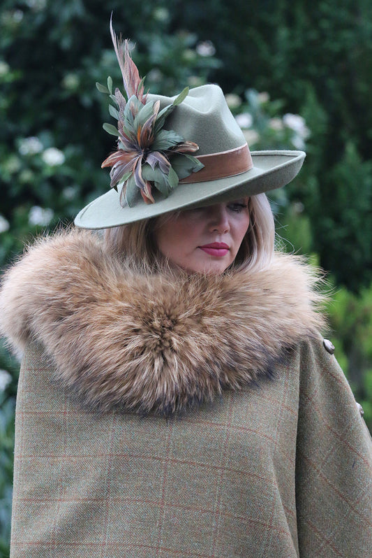 Fedora side sweep hat in sage green