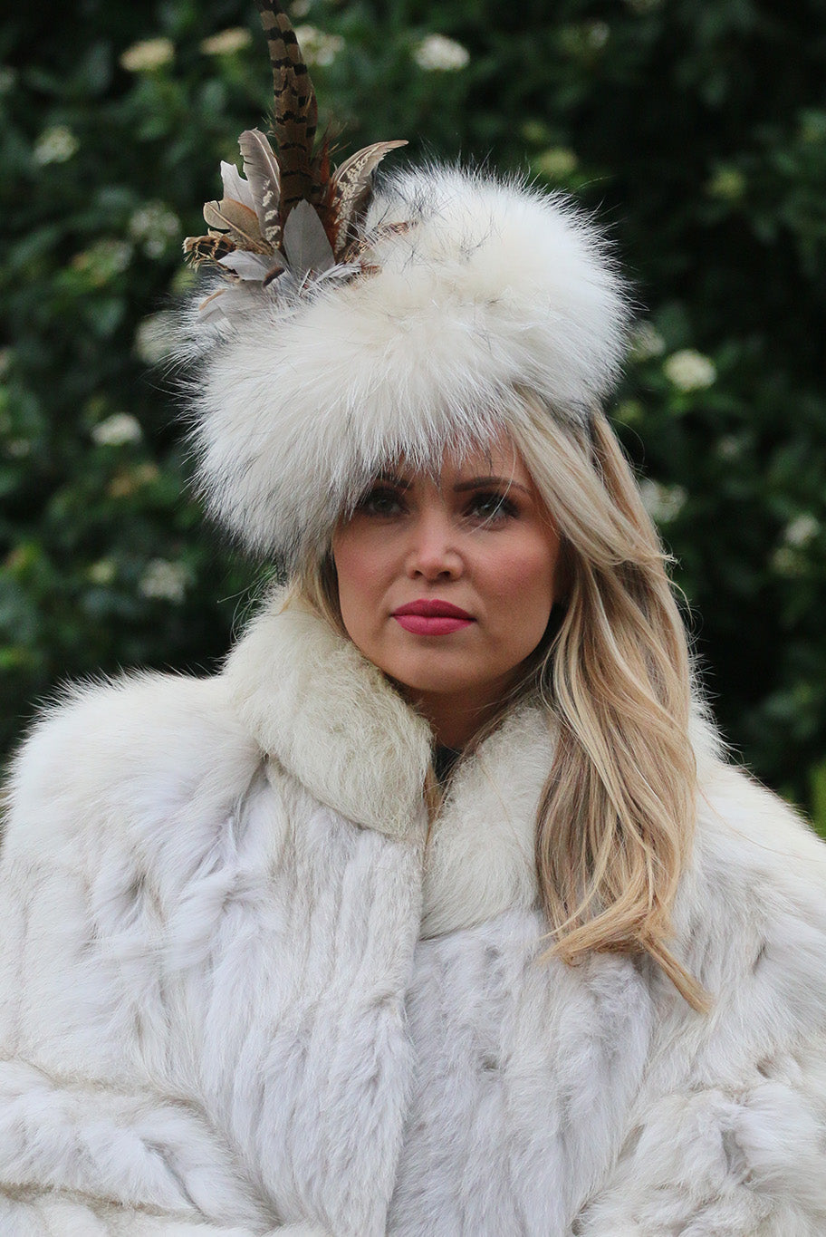Arctic fox fur fascinator
