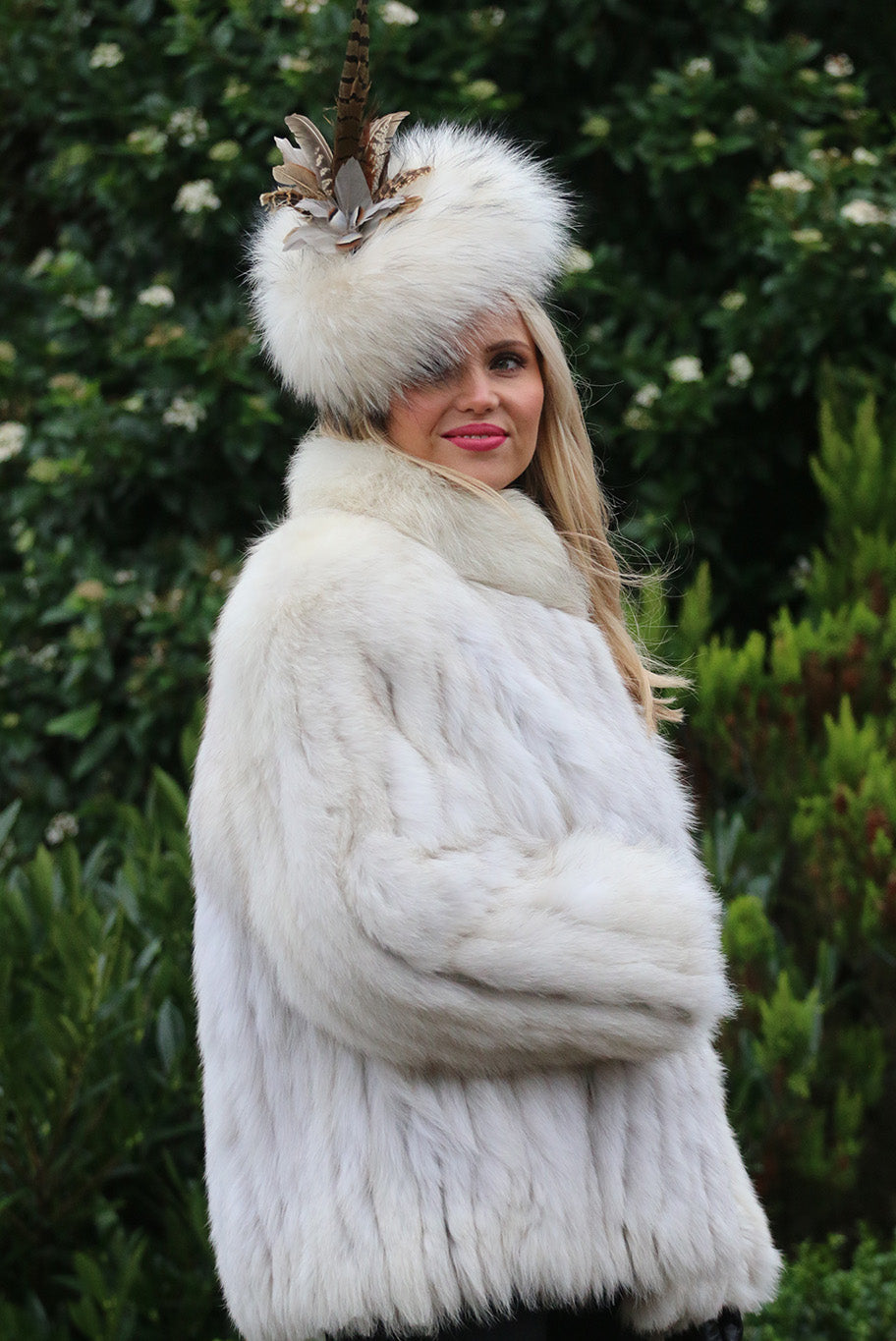 Arctic fox fur fascinator