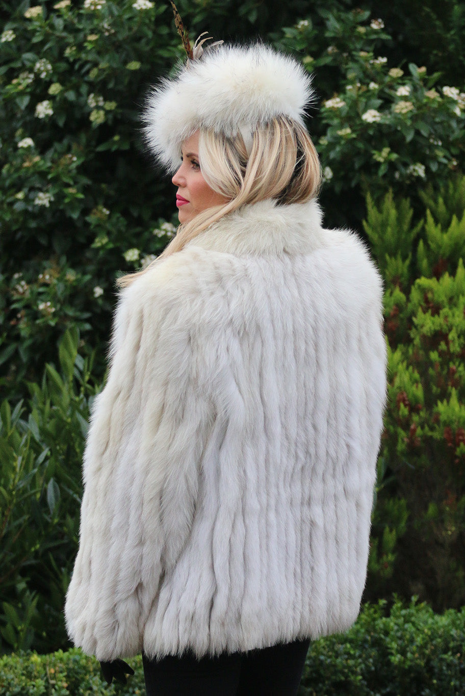 Arctic fox fur fascinator