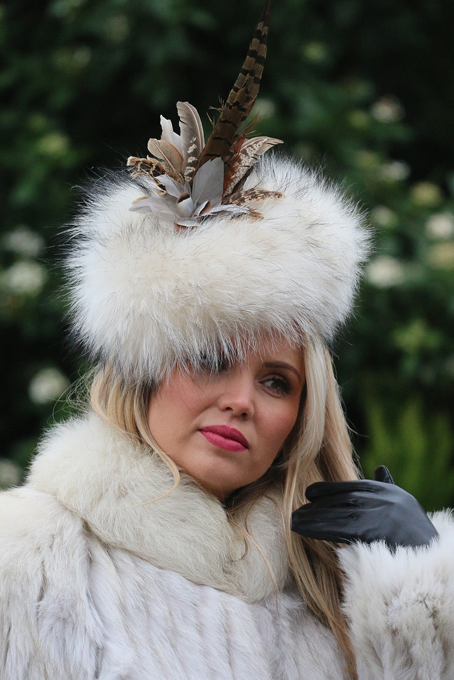 Arctic fox fur fascinator