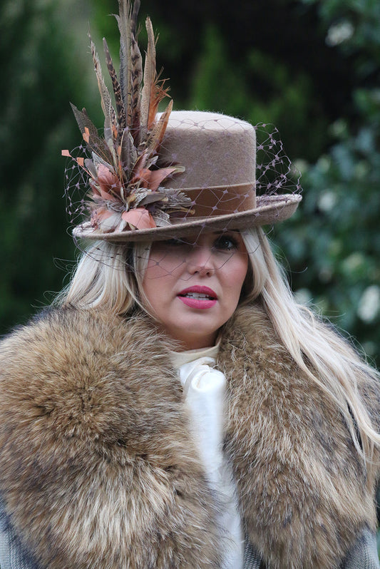 Top Hat style wool hat in camel