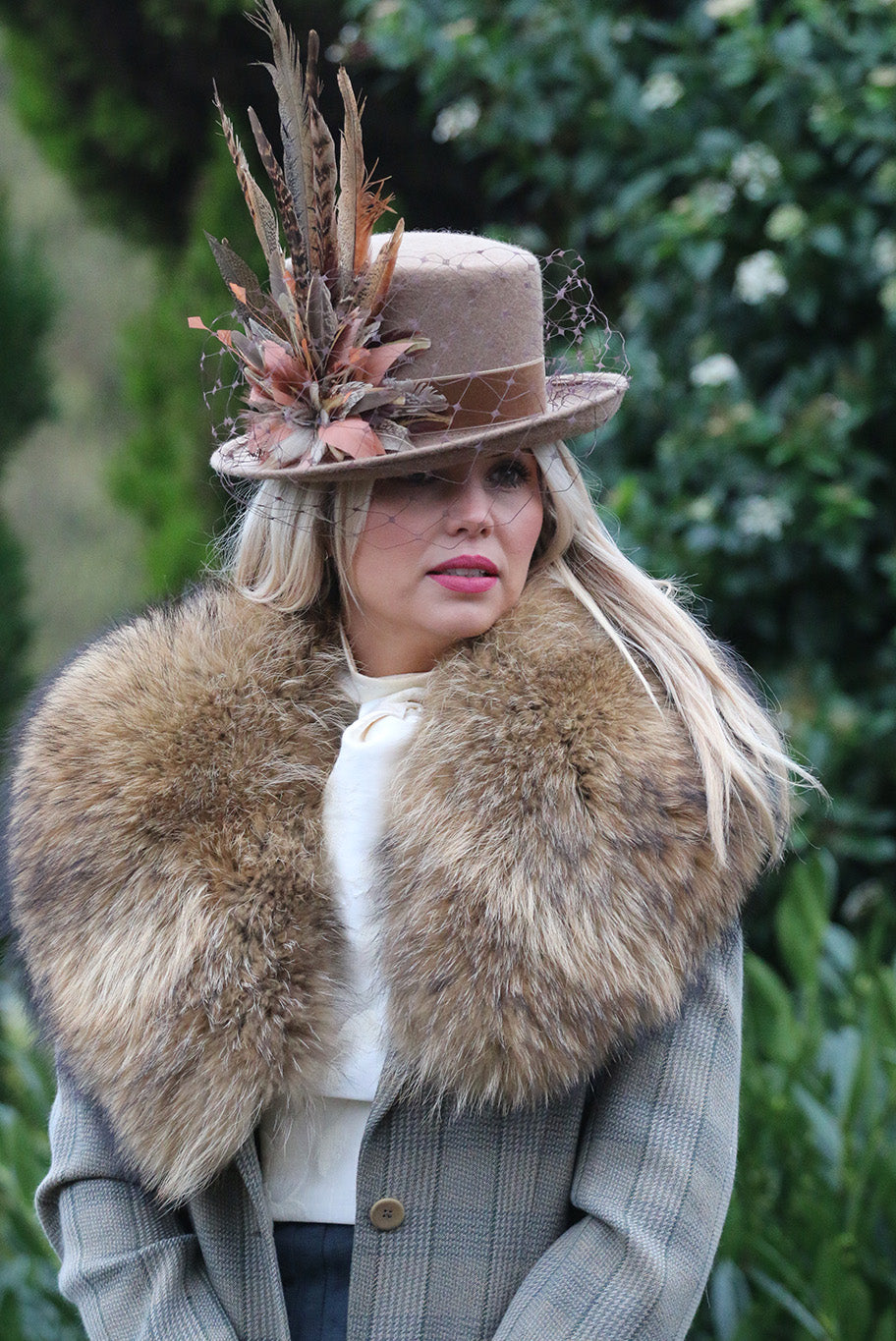 Top Hat style wool hat in camel