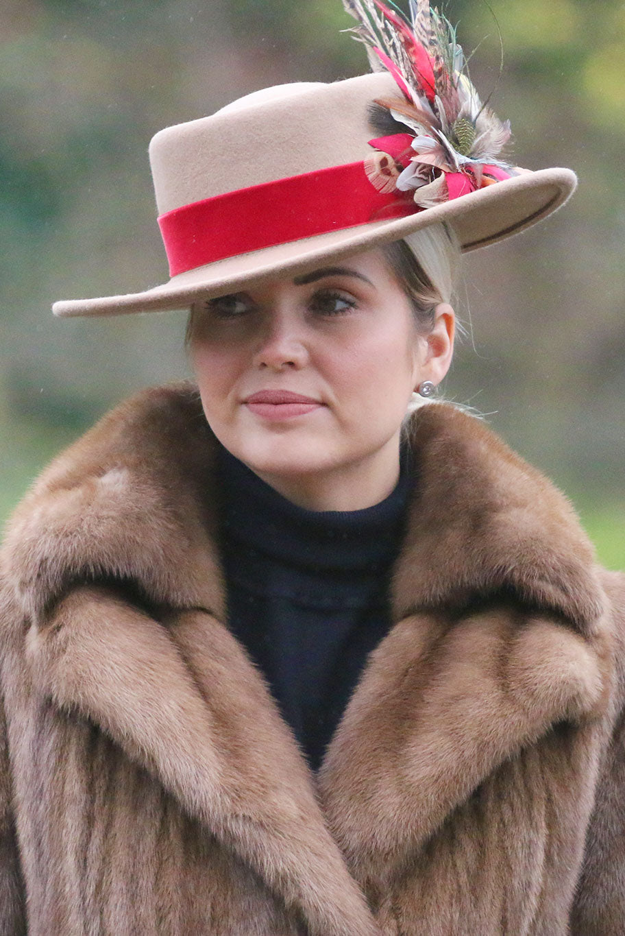 Fedora Wool Hat with Game Feather detail in camel