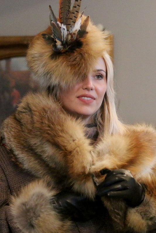 Vintage fox fur fascinator