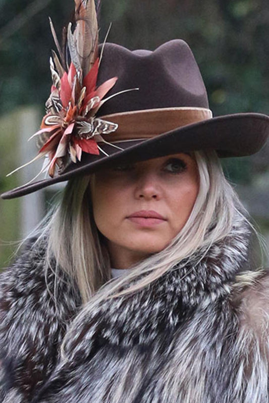 Fedora side sweep hat in dark brown