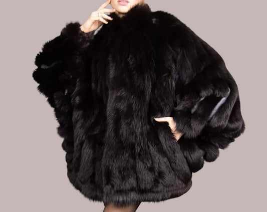 Black fox fur coat