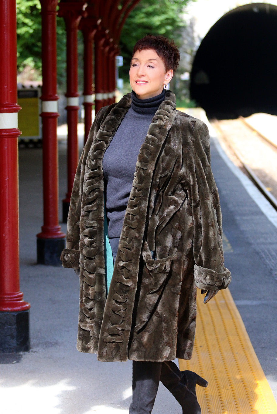 Vintage sheared mink coat in chocolate brown