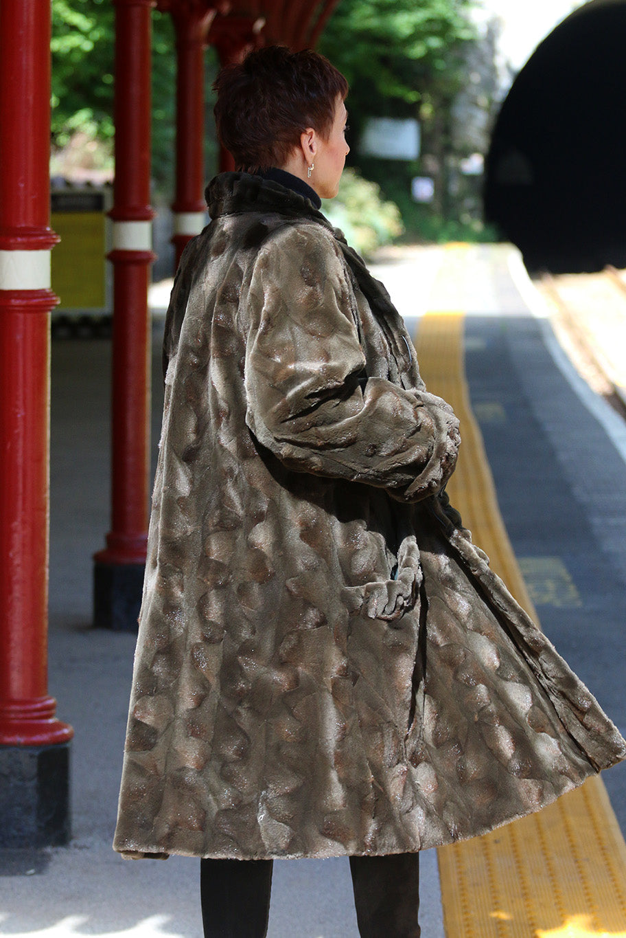 Vintage sheared mink coat in chocolate brown