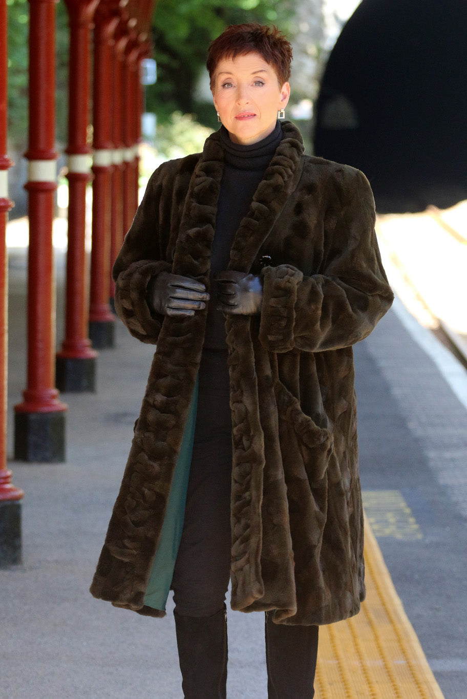 Vintage sheared mink coat in chocolate brown