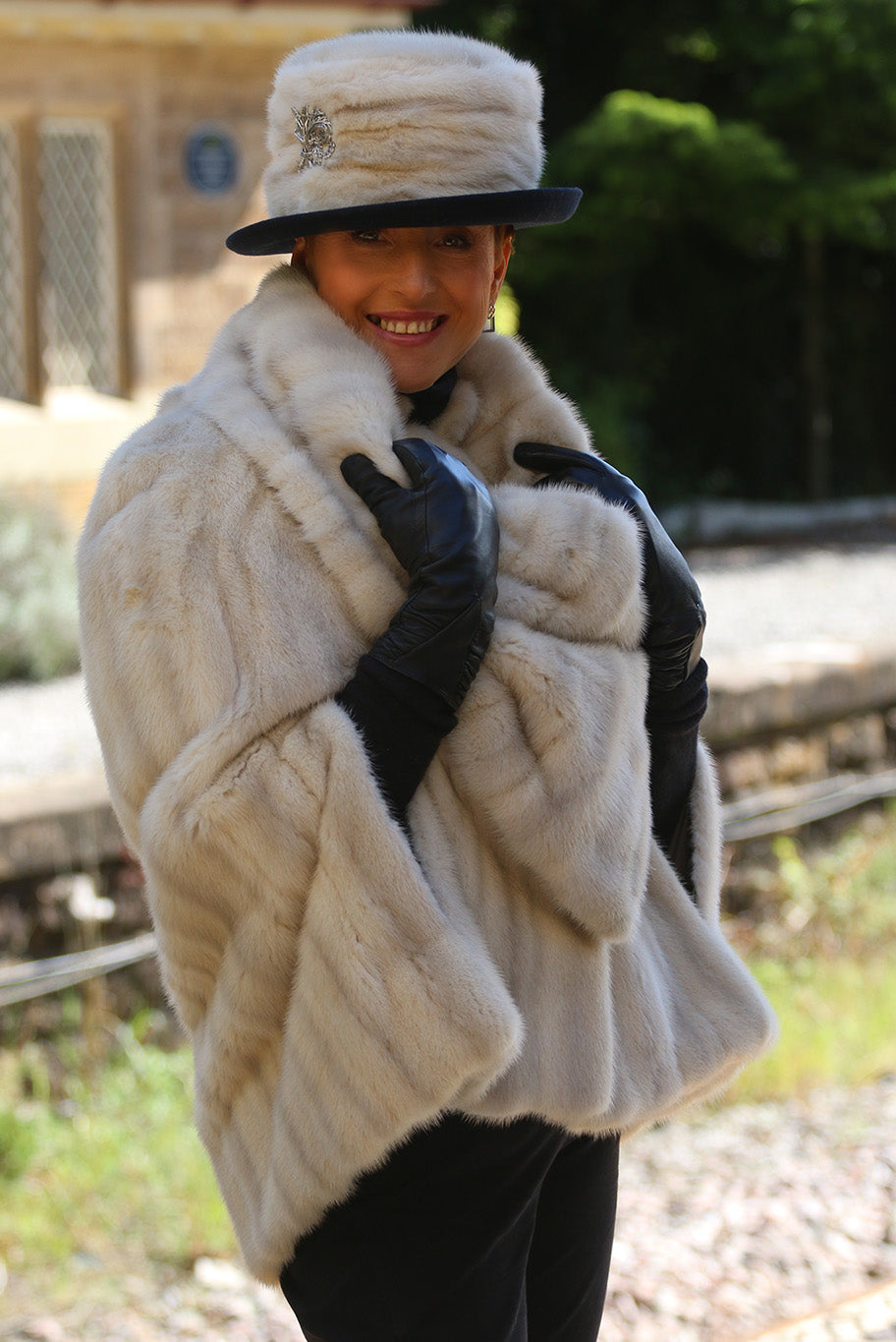 Vintage sapphire mink cape