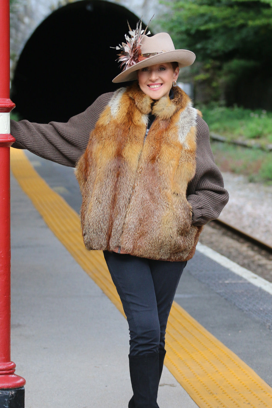 Vintage fox fur and knitted jacket