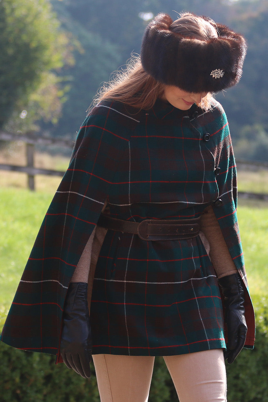 Vintage Scottish Cape with leather belt accessory