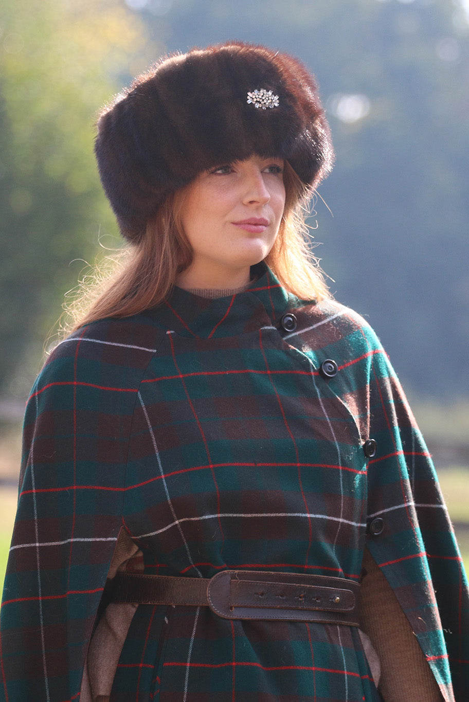 Vintage reworked Mink Fur and brooch Headband