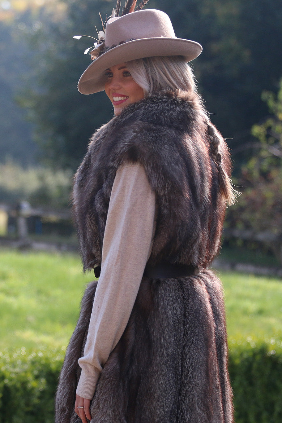 Vintage 3/4 length silver fox fur gilet