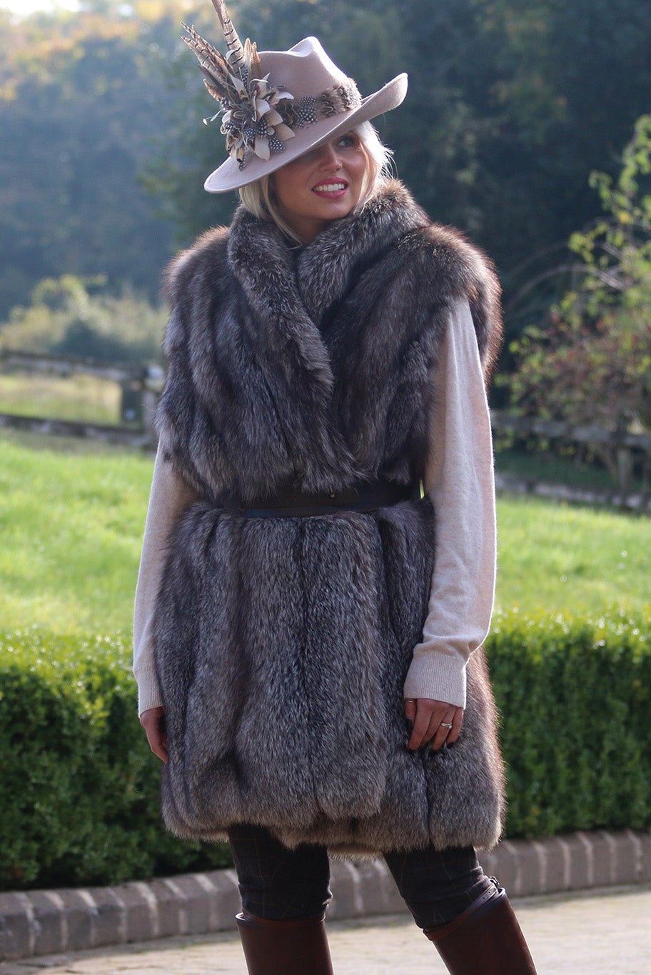 Vintage 3/4 length silver fox fur gilet Le Jabot & Stock Co.