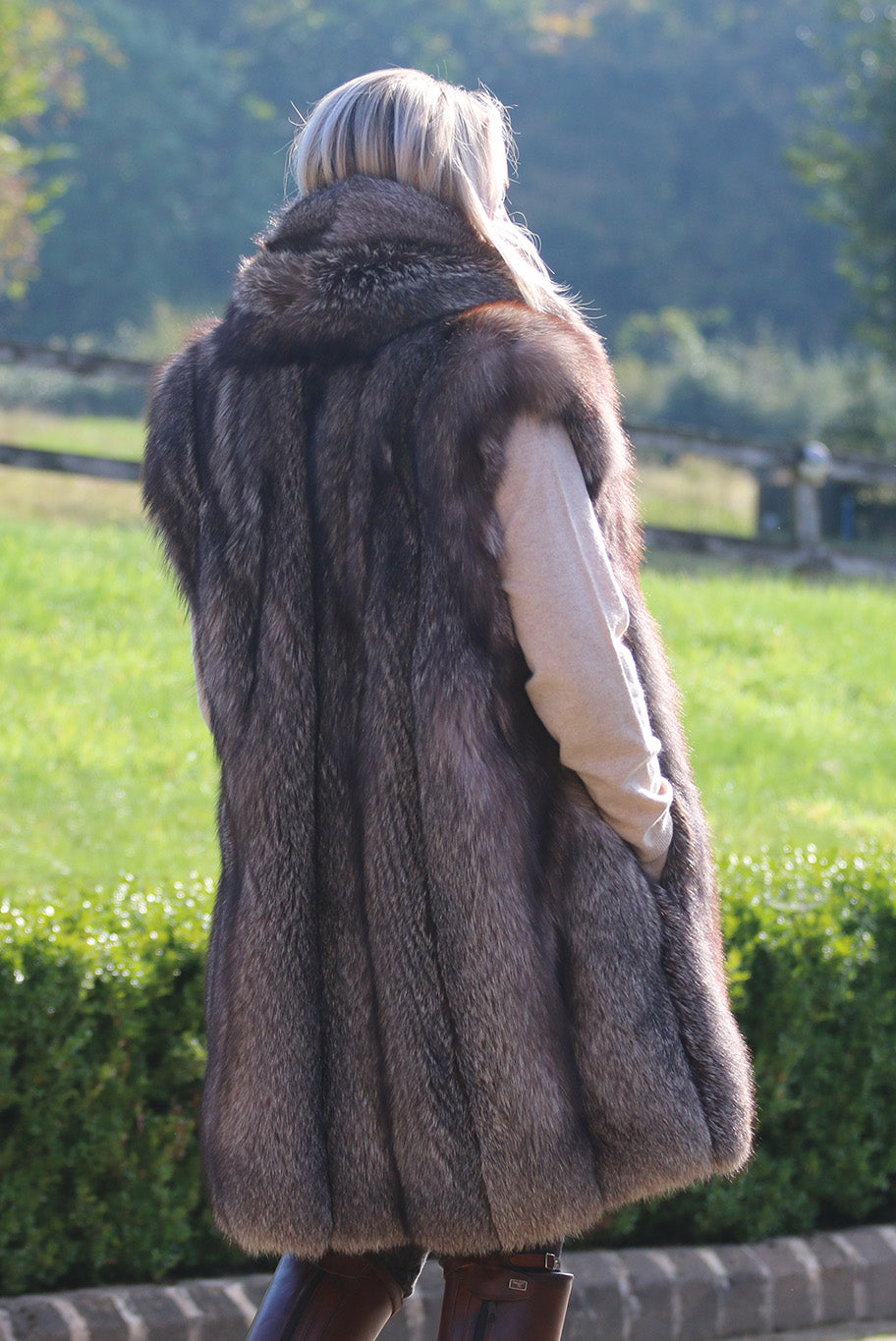 Vintage 3/4 length silver fox fur gilet