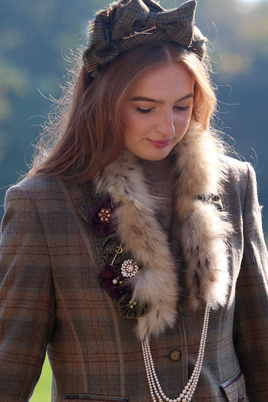 Bridgerton Collar in reworked vintage fur and antique brooches