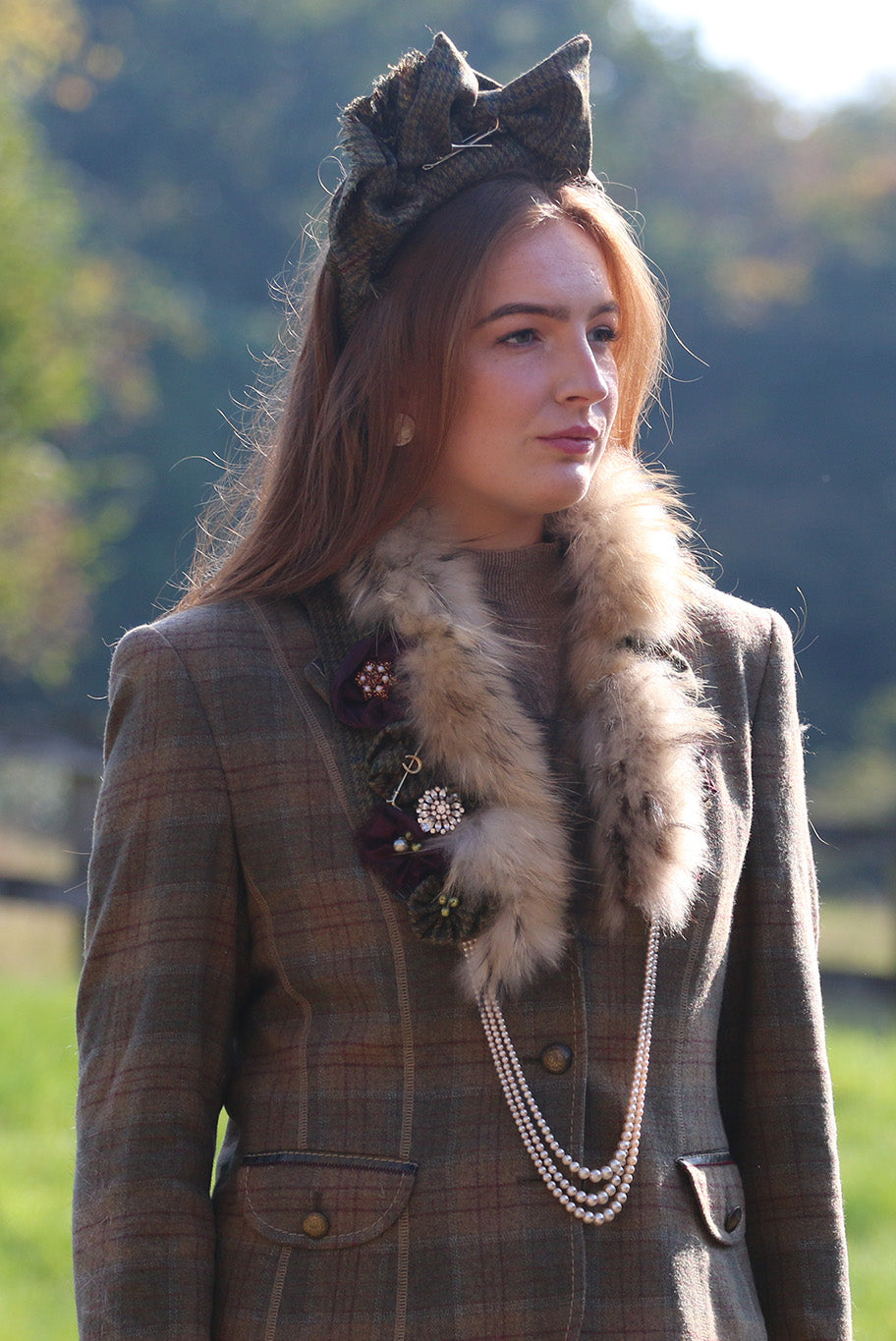 Bridgerton Collar in reworked vintage fur and antique brooches