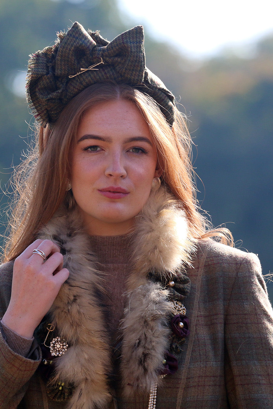 Bridgerton Collar in reworked vintage fur and antique brooches