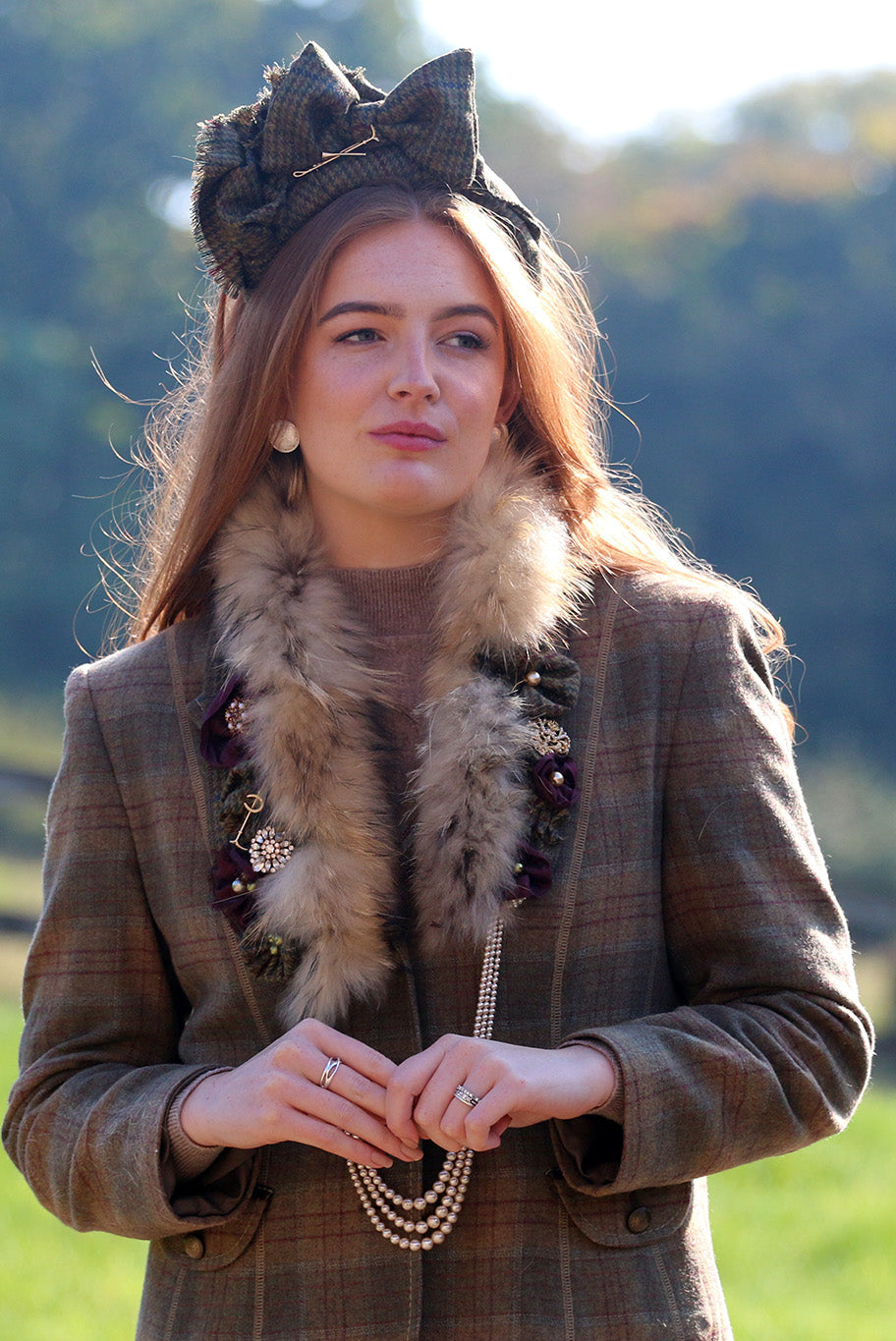 Bridgerton Collar in reworked vintage fur and antique brooches