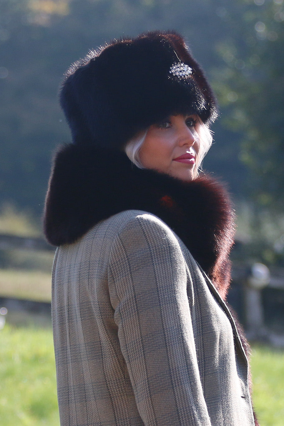 Vintage reworked Mink Fur and brooch Headband