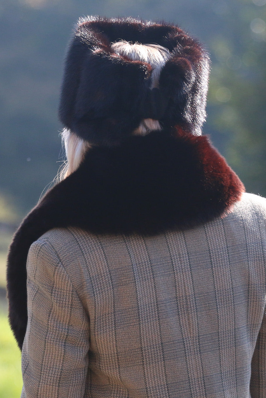 Vintage reworked Mink Fur and brooch Headband