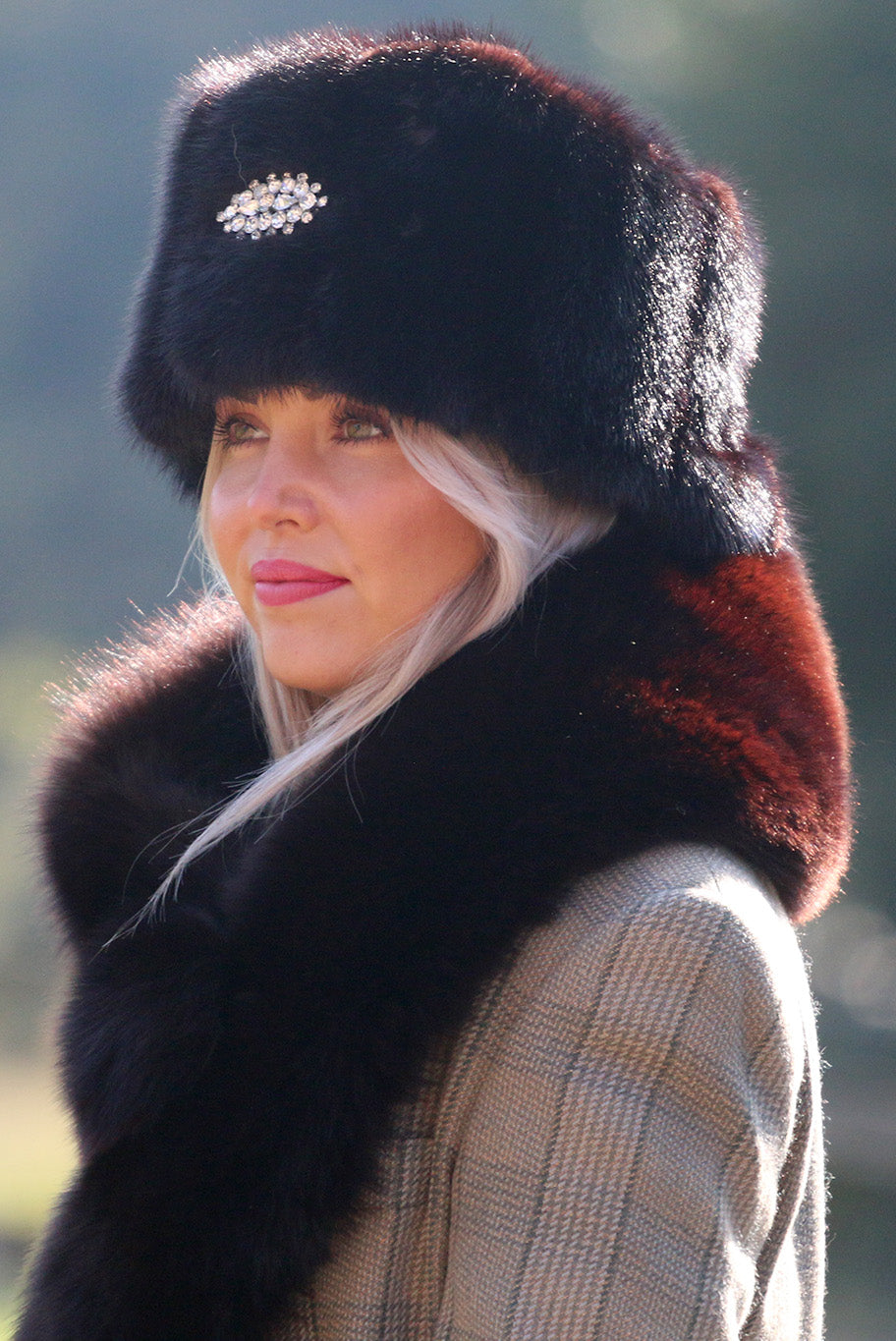 Vintage reworked Mink Fur and brooch Headband