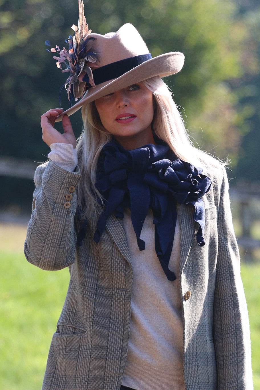 Luxurious Fleece Jabot in Navy